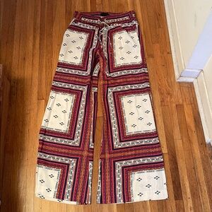 Sanctuary Red and Cream Geometric Wide Leg Pants